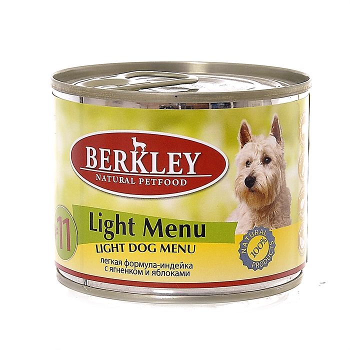 Консервы Berkley №11 Light Menu облегченная формула для собак с индейкой, ягненком и яблоками