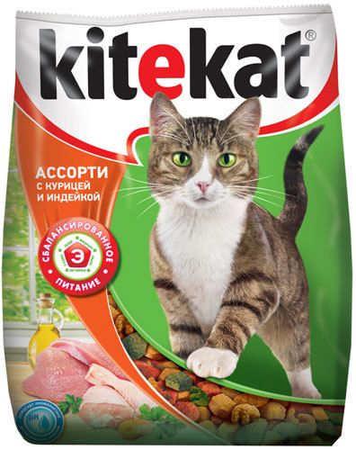 Корм Kitekat для кошек "Ассорти с курицей и индейкой"