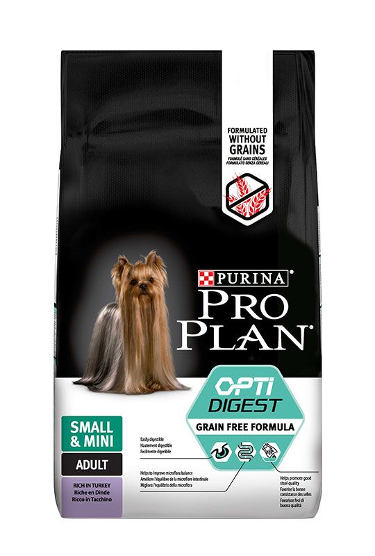 Корм Pro Plan Optidigest для взрослых собак мелких пород с чувствительным пищеварением с индейкой