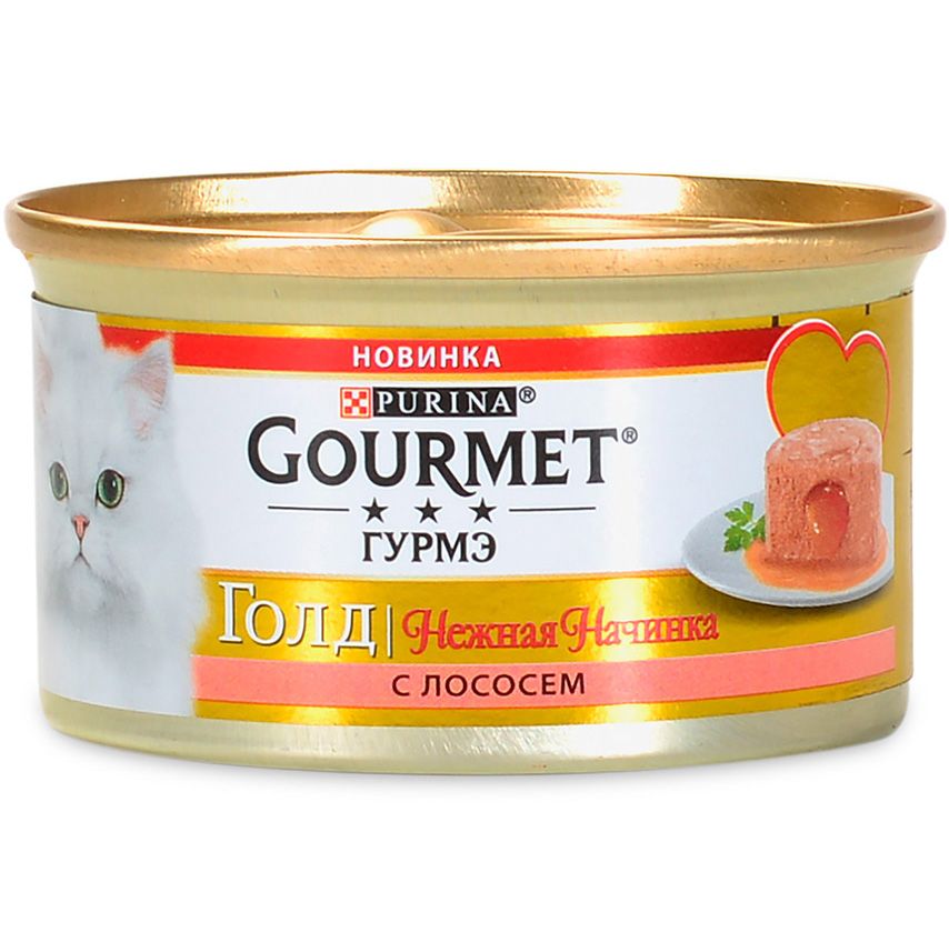 Корм Gourmet Gold для кошек. Нежная начинка лосось