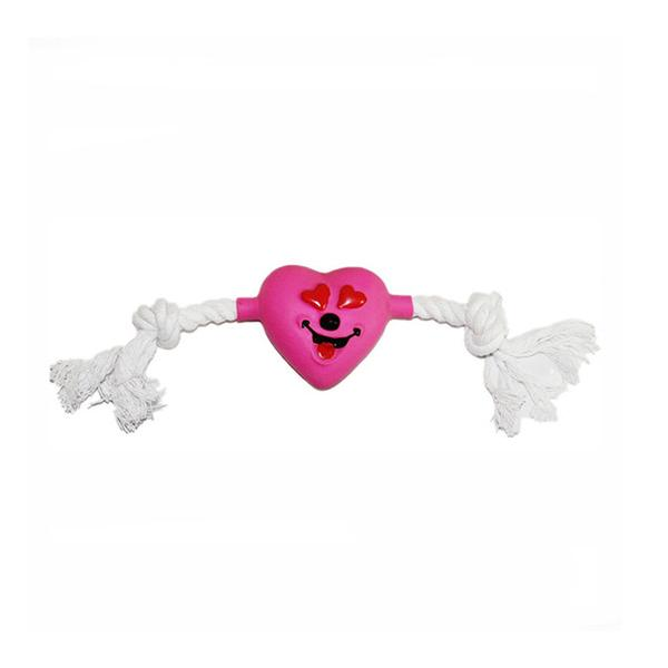 Игрушка Ziver для собак с пищалкой "Сердце на канате розовое"