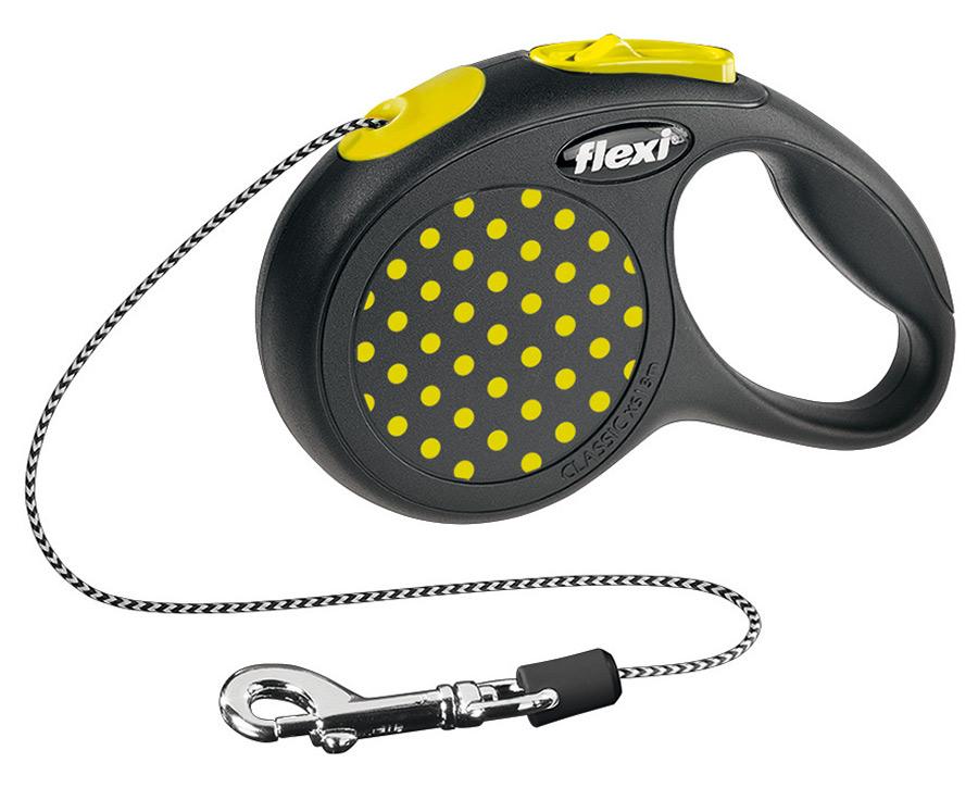 Рулетка-трос Flexi Design XS Yellow 3 метра для собак до 8 кг