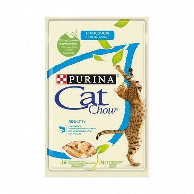 Паучи Cat Chow для кошек лосось и зеленый горошек