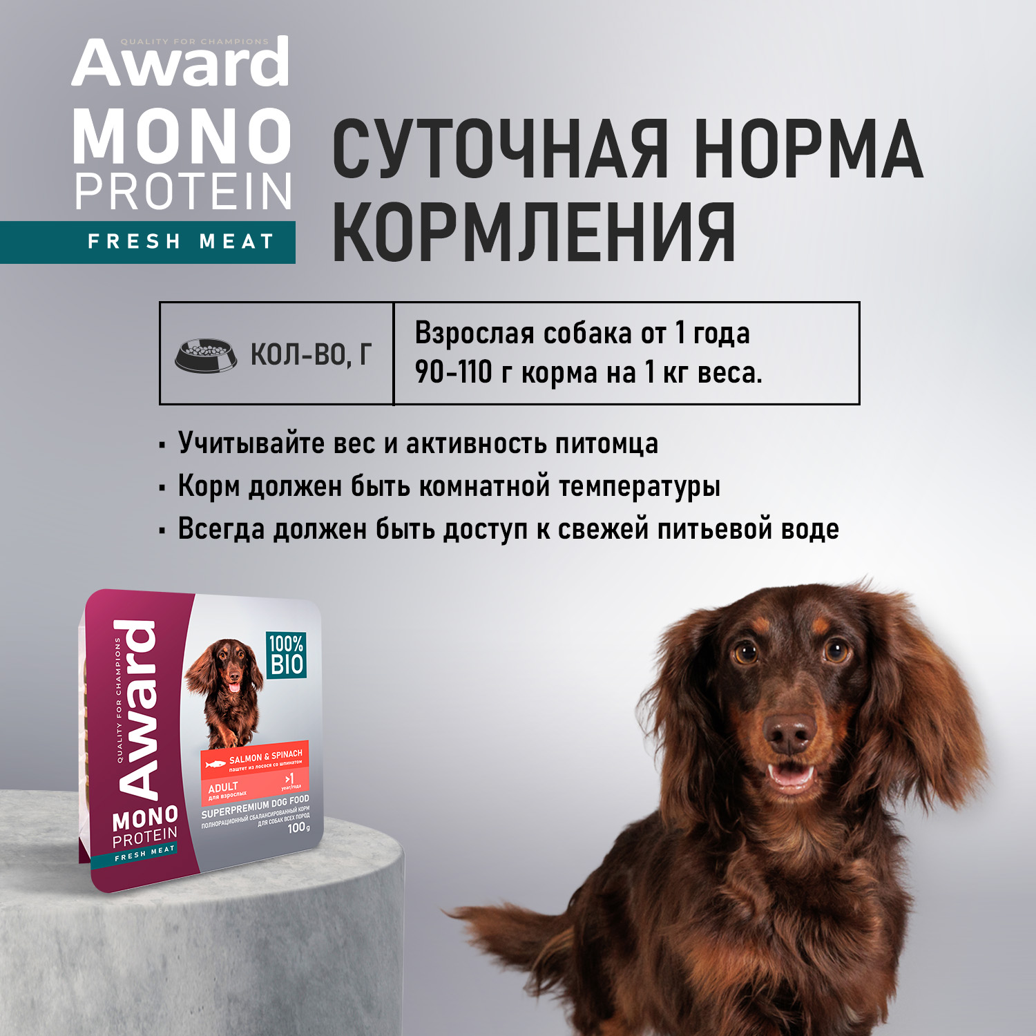 Ламистеры Award Monoprotein для взрослых собак паштет из лосося со шпинатом