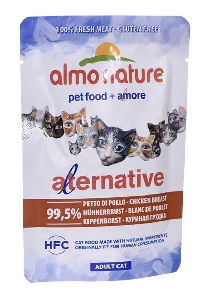Паучи Almo Nature Alternative 99,5% мяса для кошек с куриной грудкой