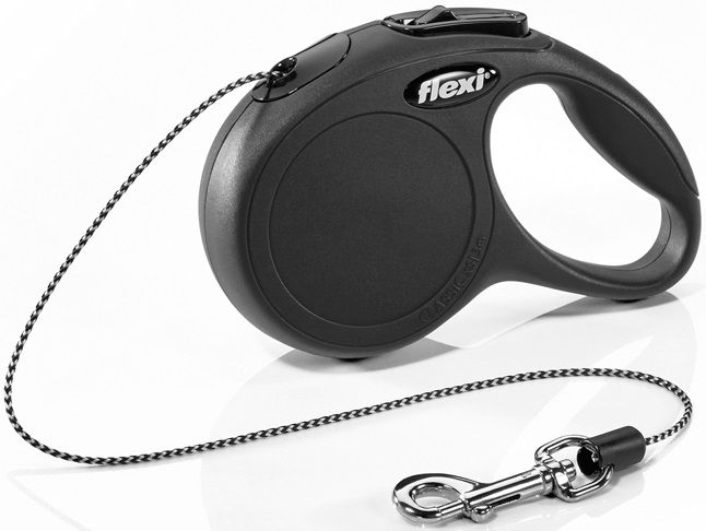 Рулетка-трос Flexi New Classic XS Black 3 метра для собак, кошек и других мелких животных до 8 кг