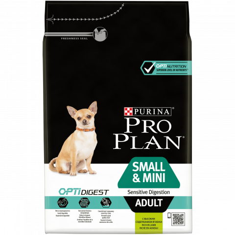 Корм Pro Plan Optidigest для взрослых собак мелких и карликовых пород с чувствительным пищеварением с ягненком и рисом