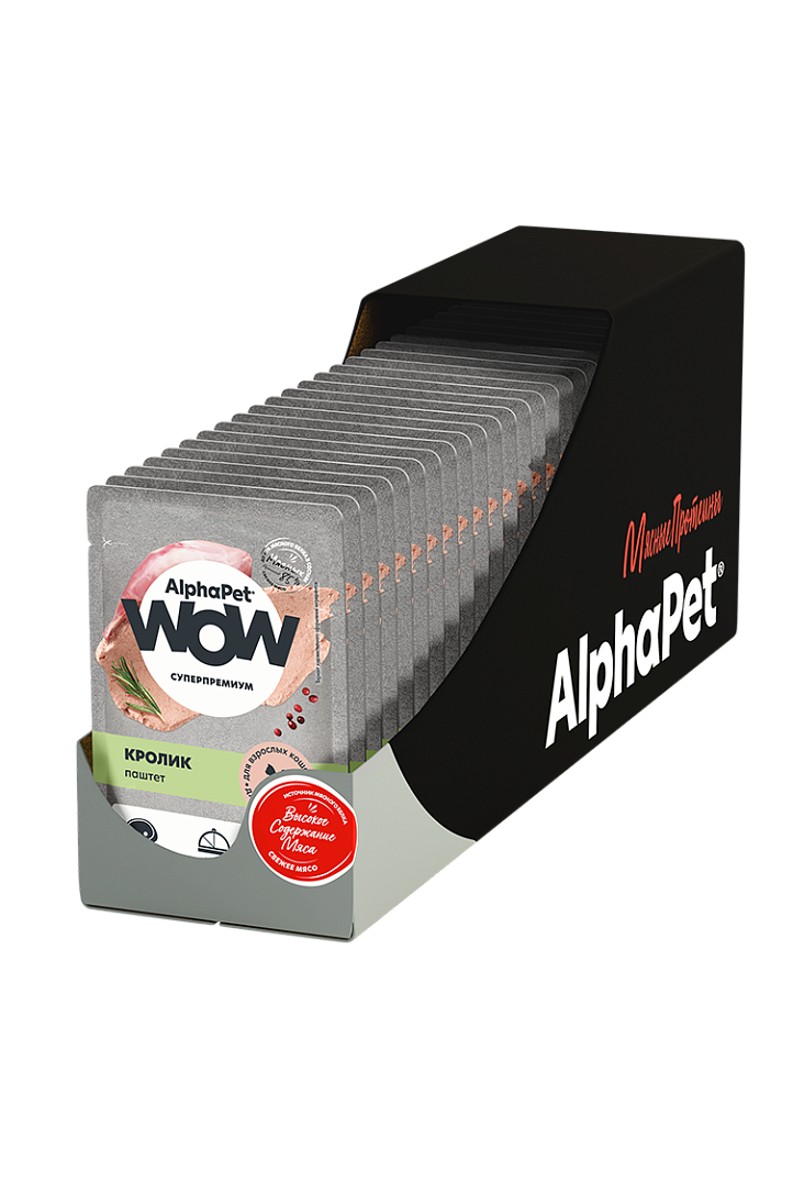 Паучи Alphapet Wow паштет для взрослых кошек с кроликом