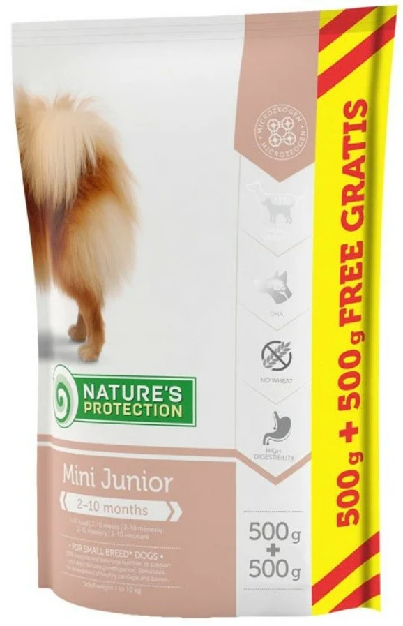 Корм Nature's Protection Mini Junior для щенков малых пород с домашней птицей 0,5+0,5кг