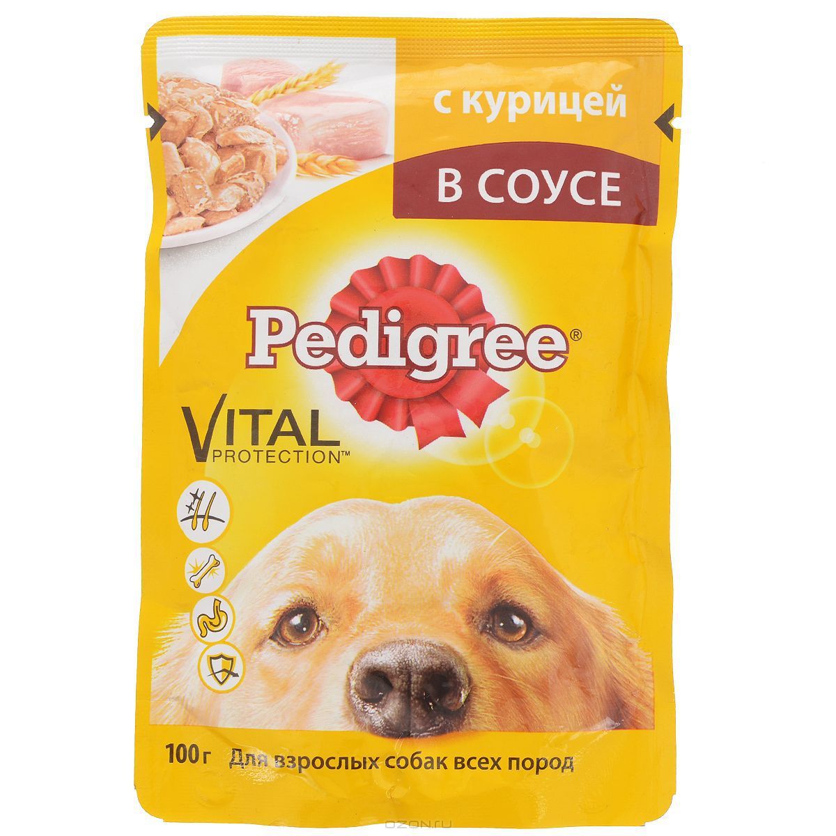 Паучи Pedigree для взрослых собак курица в соусе