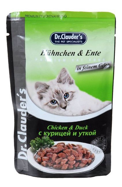 Паучи Dr.Clauder's для кошек с курицей и уткой