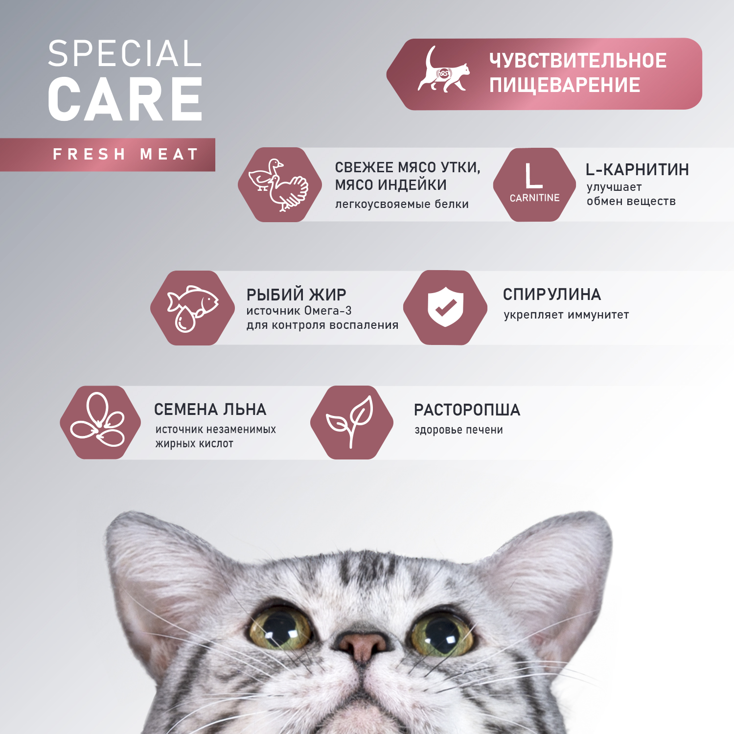 Корм Award Special Care Sensitive Digestion для взрослых кошек с чувствительным пищеварением со свежим мясом утки