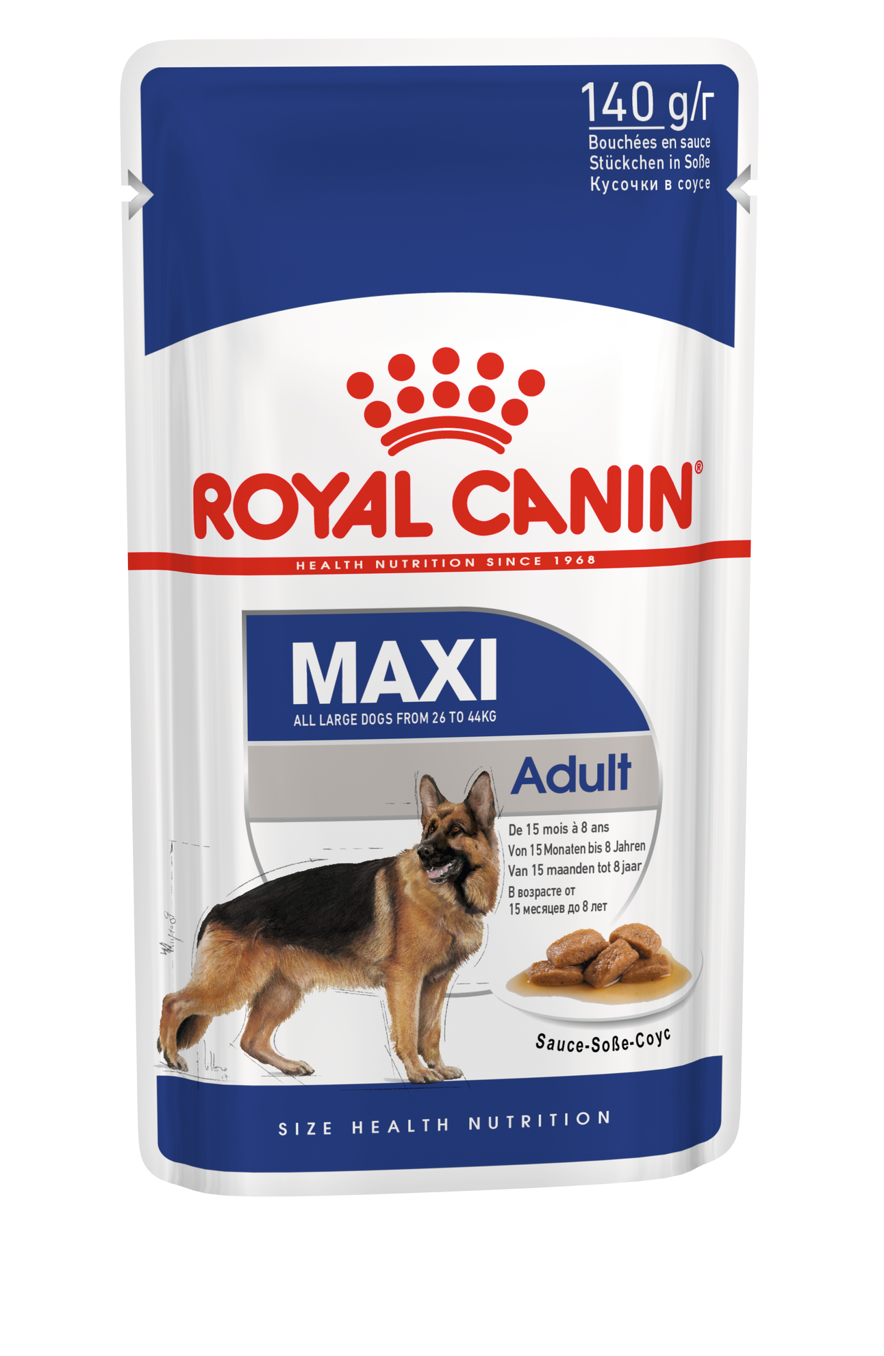 Паучи Royal Maxi Adult для взрослых собак крупных пород с 15 мес. до 8 лет в соусе