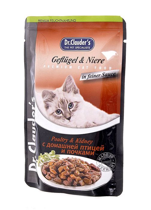 Паучи Dr.Clauder's для кошек с домашней птицей и почками