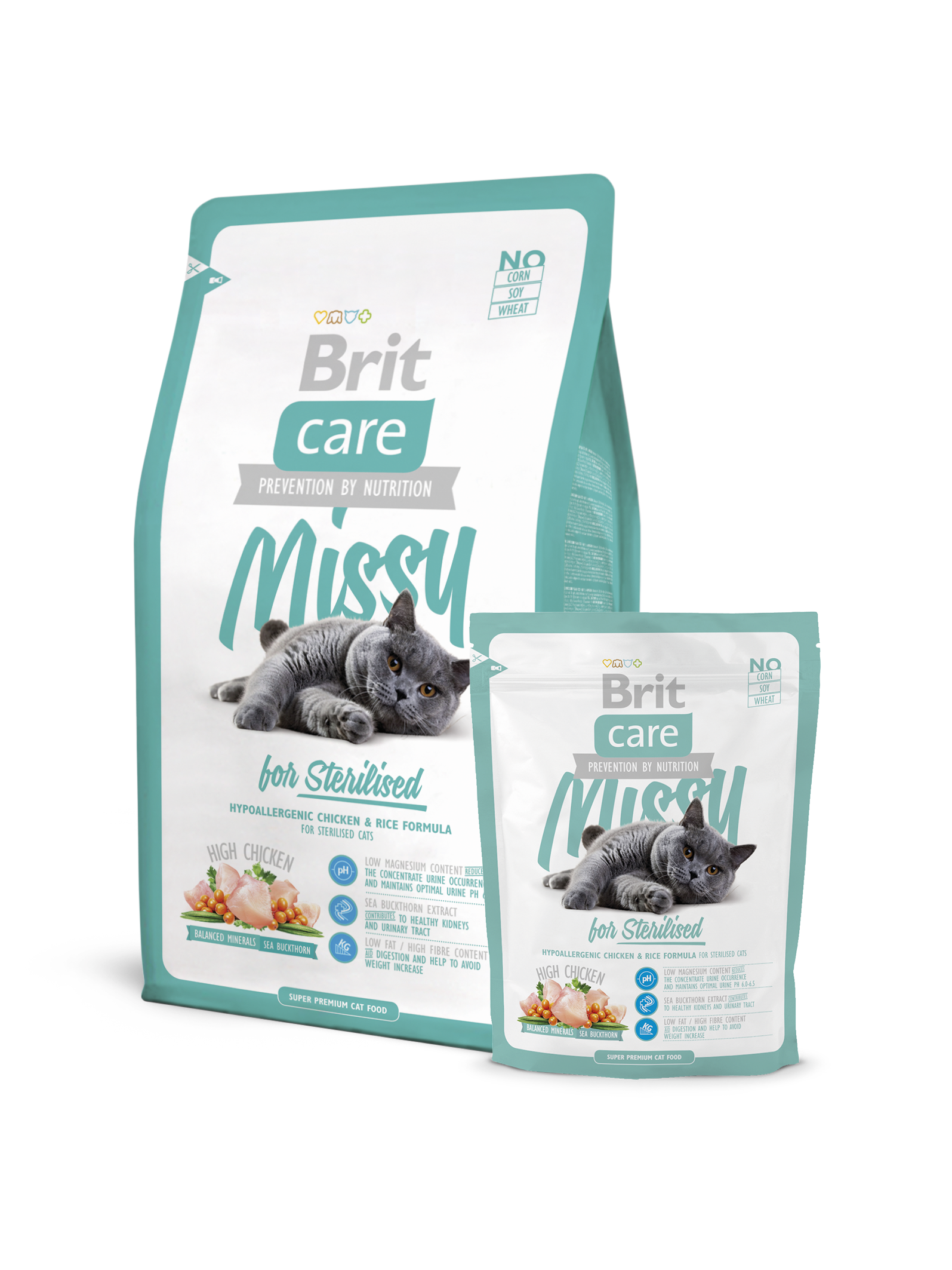 Корм Brit Care Cat Missy for Sterilised для стерилизованных кошек с курицей и индейкой