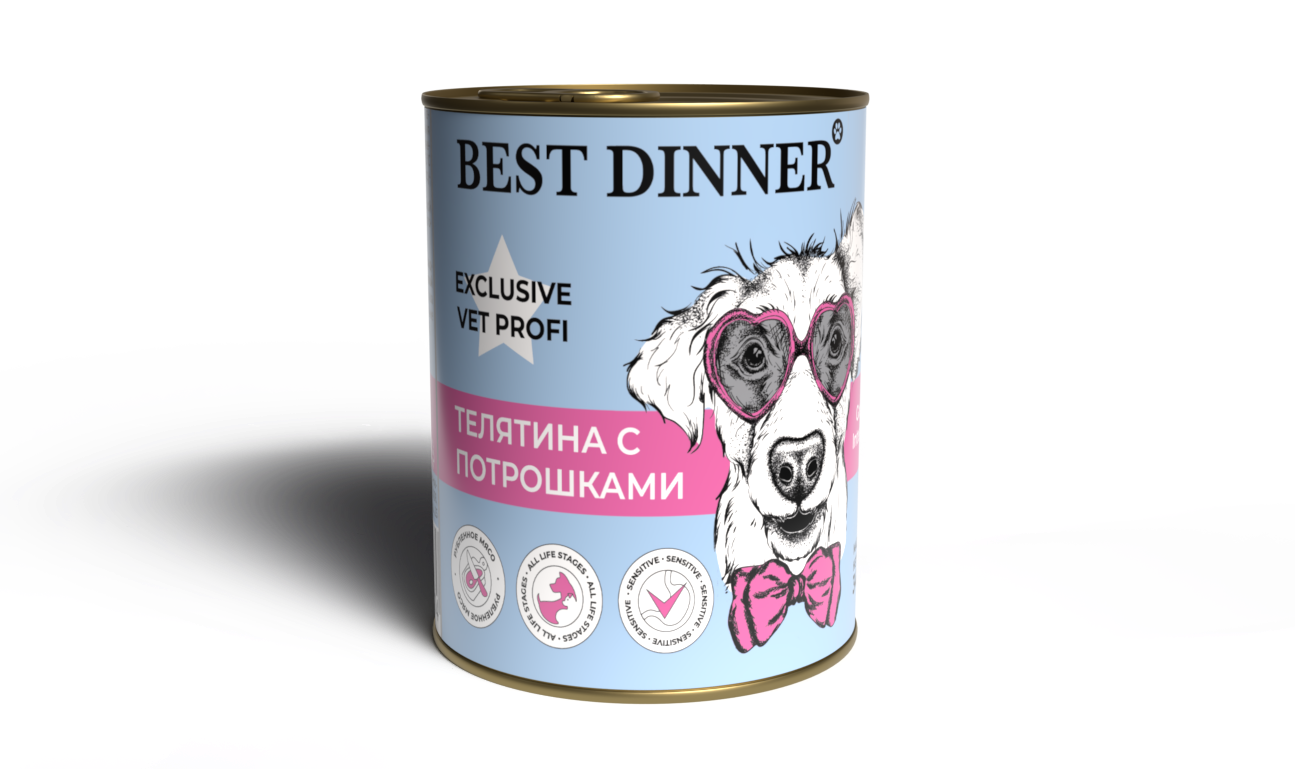 Консервы Best Dinner Vet Profi Exclusive Gastro Intestinal для собак с чувствительным пищ. с телятиной и потрошками 340г