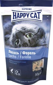 Лакомство Happy Cat для кошек. Угощение с лососем и форелью