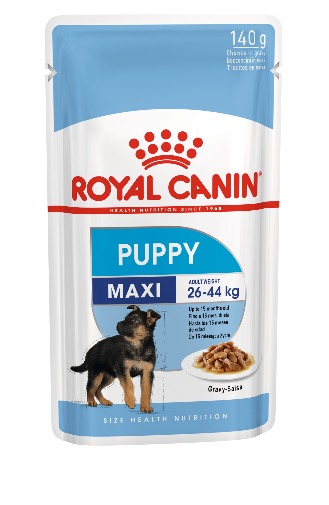 Паучи Royal Maxi Puppy для щенков крупных пород с 12 до 15 мес. в соусе
