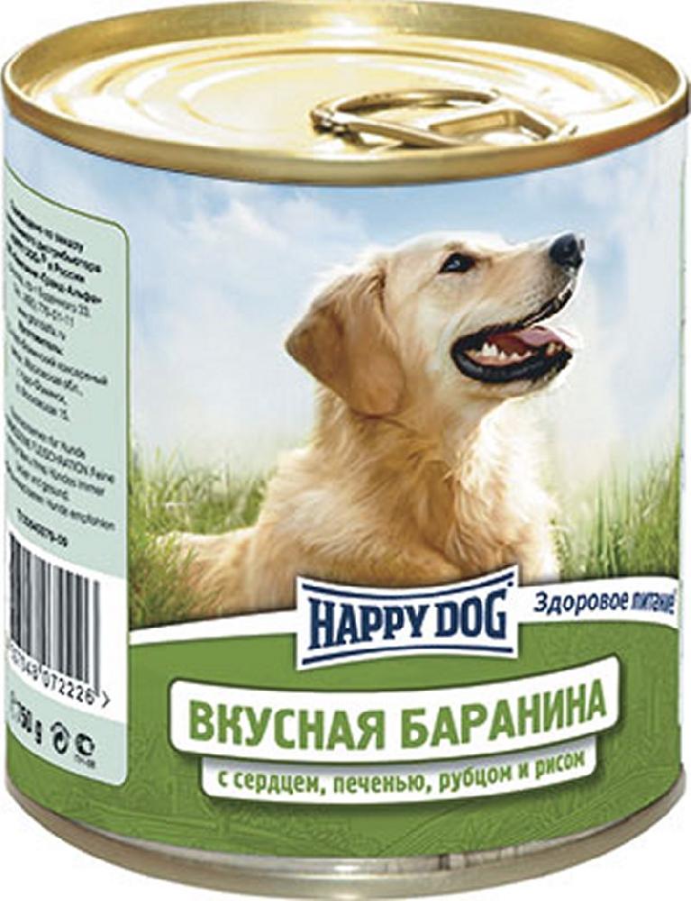 Консервы Happy Dog для взрослых собак с бараниной, сердцем, печенью, рубцом и рисом