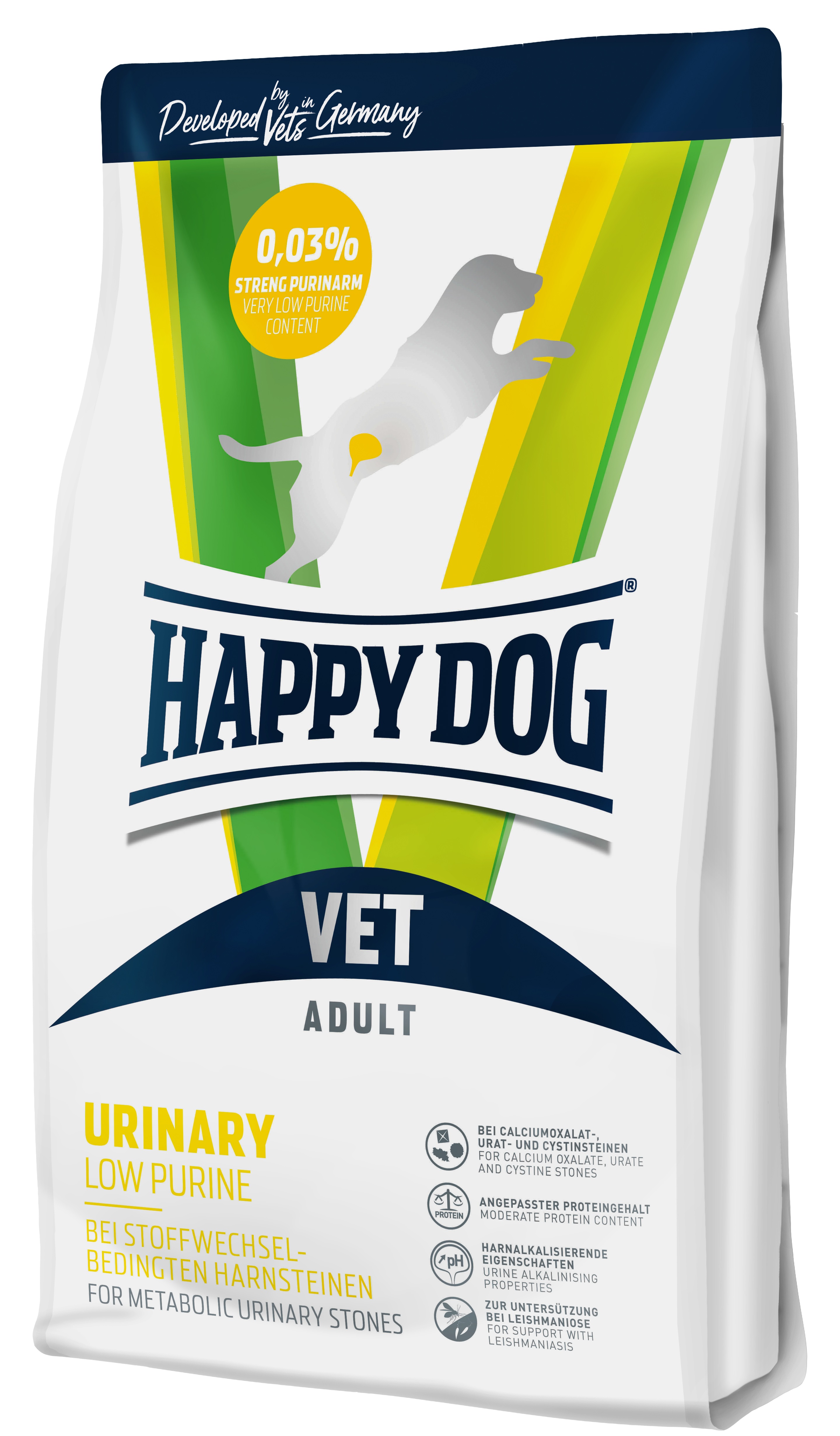 Корм Happy Dog Vet Urinary Low Purine для собак. При МКБ оксалатного типа