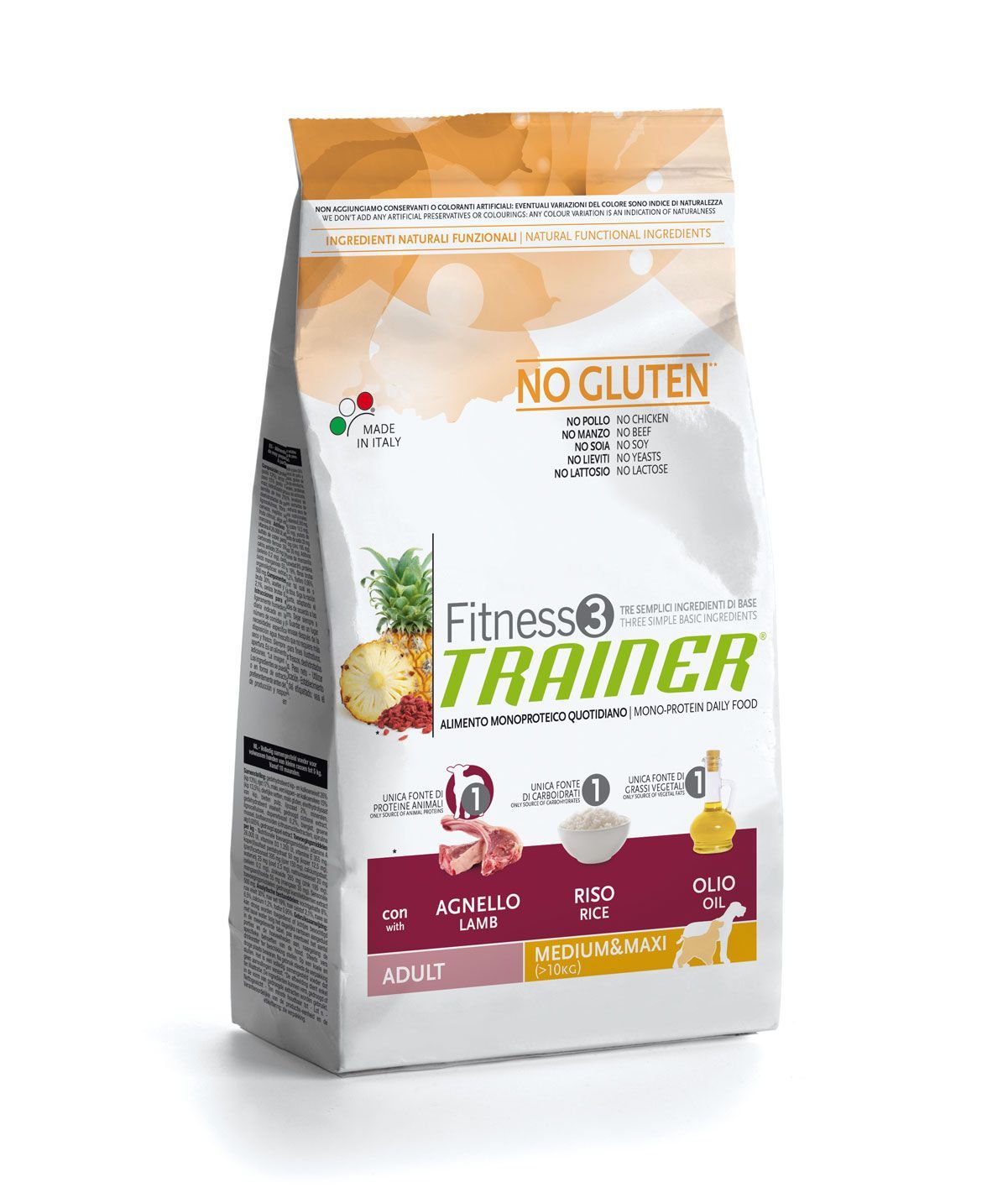 Корм Trainer Fitness3 для собак средних и крупных пород с ягненком и рисом (Без глютена)
