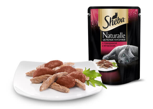 Паучи Sheba Naturalle для кошек. С говядиной и ягненком