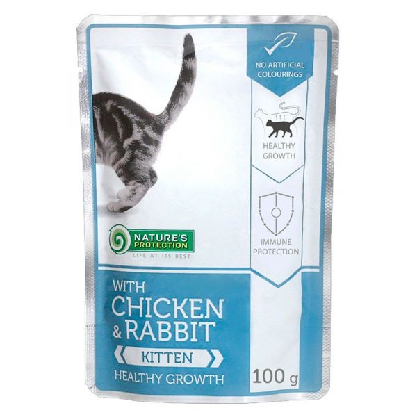 Паучи Nature's Protection для котят с курицей и кроликом