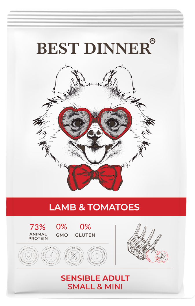 Корм Best Dinner Adult Sensible Mini Lamb & Tomatoes для взрослых собак мелких пород с ягнёнком и томатом