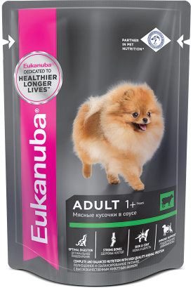 Паучи Eukanuba для собак с говядиной в соусе