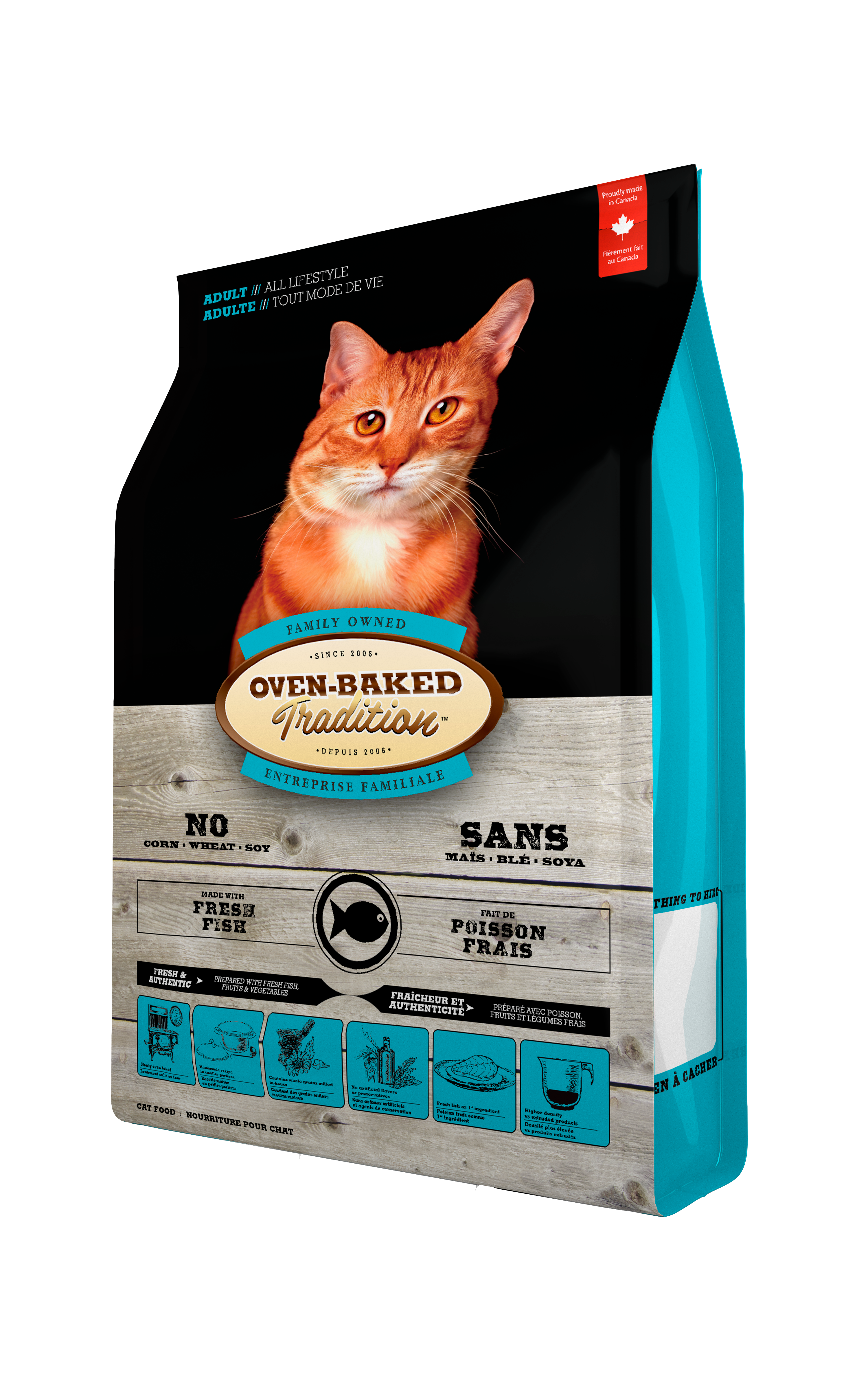 Запеченный корм OVEN-BAKED для кошек со свежей рыбой, фруктами и овощами