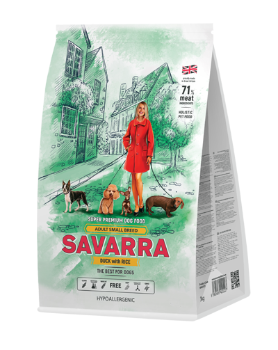 Сухой корм Savarra Adult Dog Small Breed для взрослых собак малых пород с уткой и рисом