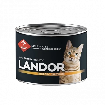 Консервы Landor Cat для стерилизованных кошек с ягнёнком и облепихой