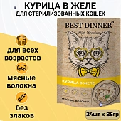 Паучи Best Dinner High Premium для кошек. Курица в желе волокна филе грудки Паучи Best Dinner High Premium для кошек. Курица в желе волокна филе грудки