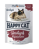 Паучи Happy Cat Sterilised для стерилизованных кошек кусочки в желе с кроликом 