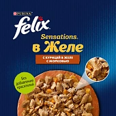 Паучи Felix Sensations для кошек с курицей в желе с морковью Паучи Felix Sensations для кошек с курицей в желе с морковью