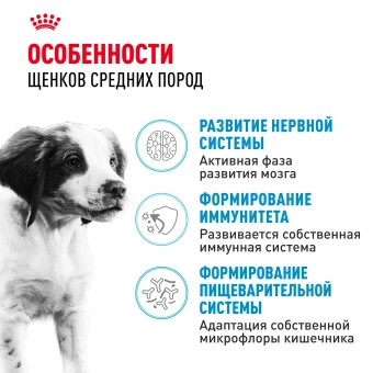 Корм для собак Royal Canin Medium Puppy Корм сухой для щенков средних размеров до 12 месяцев