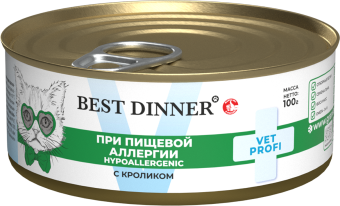 Банки Best Dinner Vet Profi Exclusive Hypoallergenic для кошек при пищевой аллергии с кроликом