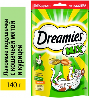 Лакомство Dreamies для кошек с Мискс с курицей и мятой