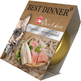Ламистеры Best Dinner Holistic для стерилизованных кошек мясные волокна в желе с индейкой и белой рыбой