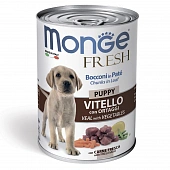Банка Monge Dog Fresh Chunks in Loaf для щенков мясной рулет из телятины с овощами Банка Monge Dog Fresh Chunks in Loaf для щенков мясной рулет из телятины с овощами