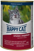 Консервы Happy Cat Кусочки в соусе для кошек с кроликом и индейкой