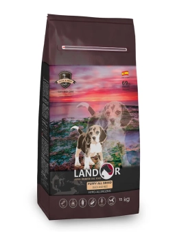 Корм Landor Puppy для щенков всех пород от 1 до 18 месяцев с уткой и рисом