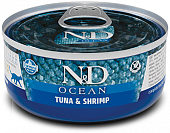 Консервы Farmina N&D Cat Ocean Tuno & Shrimp для кошек с тунцом и креветками