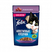 Паучи Felix Аппетитные Кусочки для кошек с ягнёнком в желе