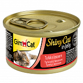 Банки GimCat Shiny Cat In Jelly Tuna + Salmon для кошек из тунца с лососем в желе