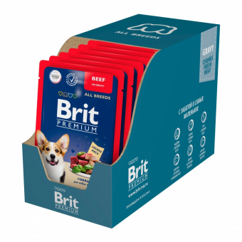 Паучи Brit Premium для взрослых собак всех пород с говядиной в соусе
