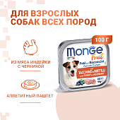 Ламистеры Monge Dog Fruit паштет для собак с индейкой и черникой