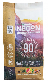 Корм Necon Natural Wellness Adult Mini Turkey & Rice для взрослых собак мелких пород с индейкой и рисом