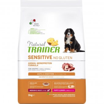 Корм Natural Trainer Sensitive Plus Puppy Medium&Maxi Duck для щенков средних и крупных пород с уткой (Без глютена)