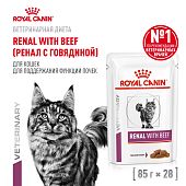Паучи Royal Canin Renal для кошек для поддержания функции почек с говядиной в соусе